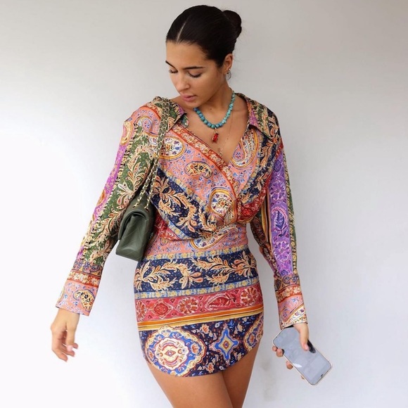 Zara Multicolor Printed Asymmetric High Waisted Mini Skirt Size XS - Picture 2 of 14